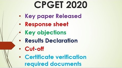 CPGET 2020 | key paper released | key objections | results | cut off |