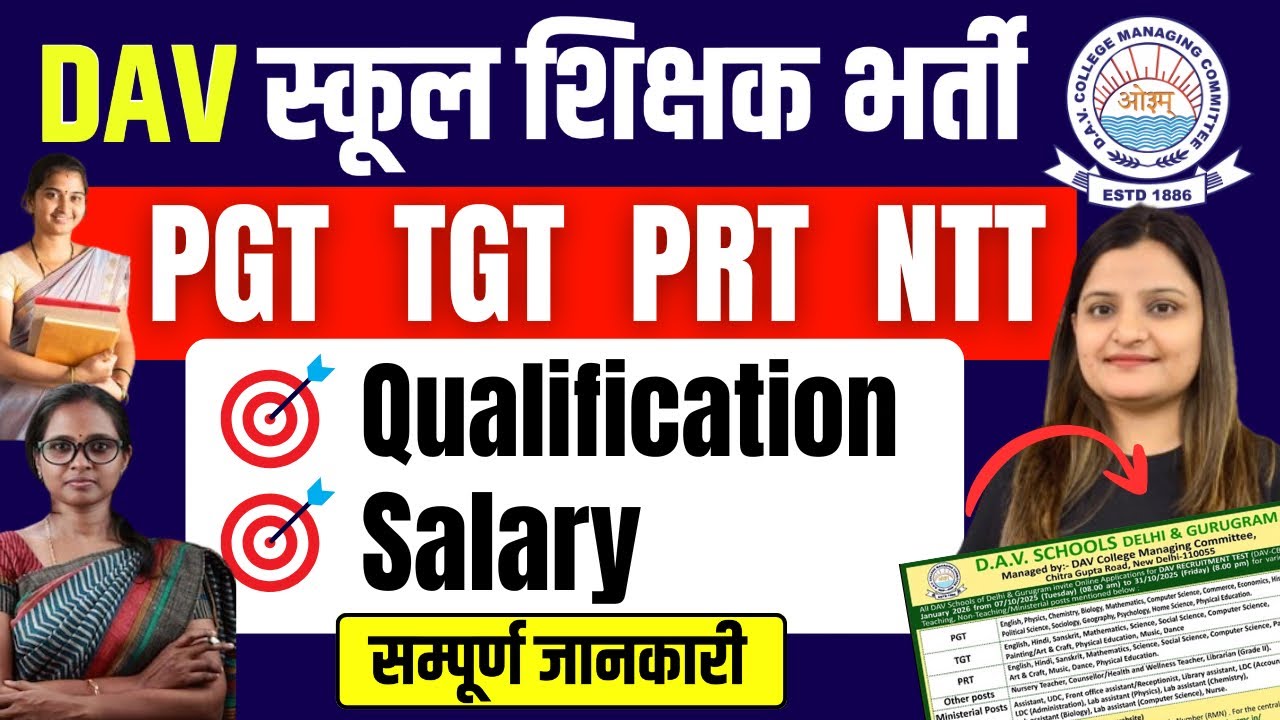DAV School Teachers Eligibility, Qualification & Salary | TGT PGT PRT NTT Post Vacancy 2026 Latest