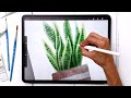 Paint a Watercolor Snake Plant in Procreate