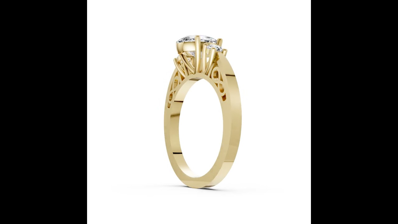 Three-Stone Oval Cut Diamond With Filigree Infinity Band Ring