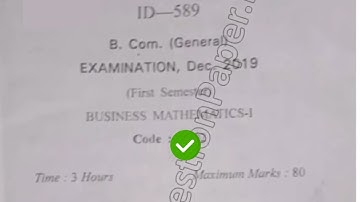 2019 GU BCom General 1st Sem Business Mathematics Question Paper