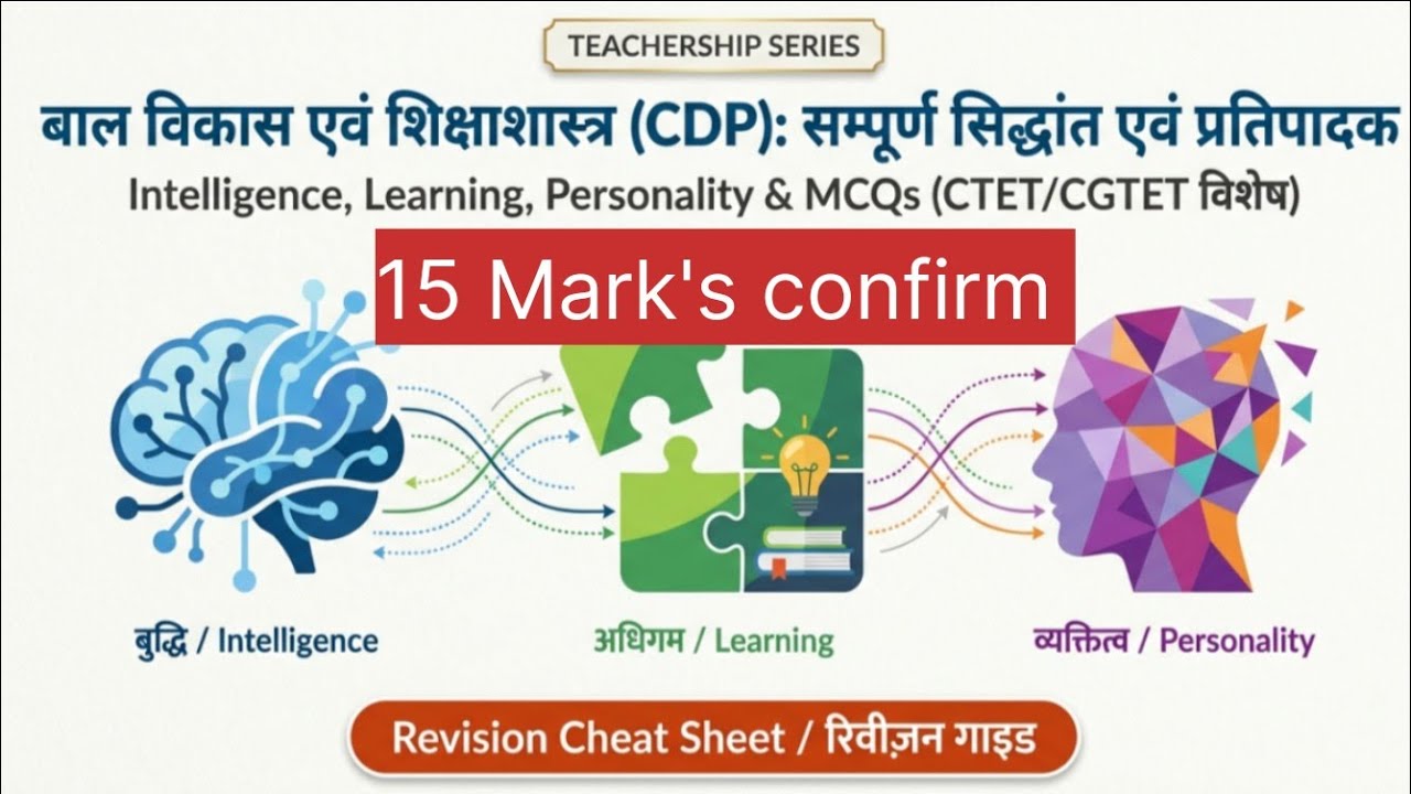 CTET & CGTET 2026: Child Development & Pedagogy (CDP) Full Theory Revision 🎯 l 15 Mark's confirm 
