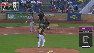 PHI@PIT: Phillies challenge foul ball, call stands