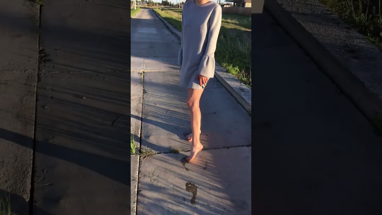 Girl barefoot footprints. Part 2