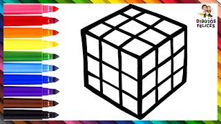 Dibuja y Colorea Un Cubo De Rubik Arcoiris  Dibujos Para Niños