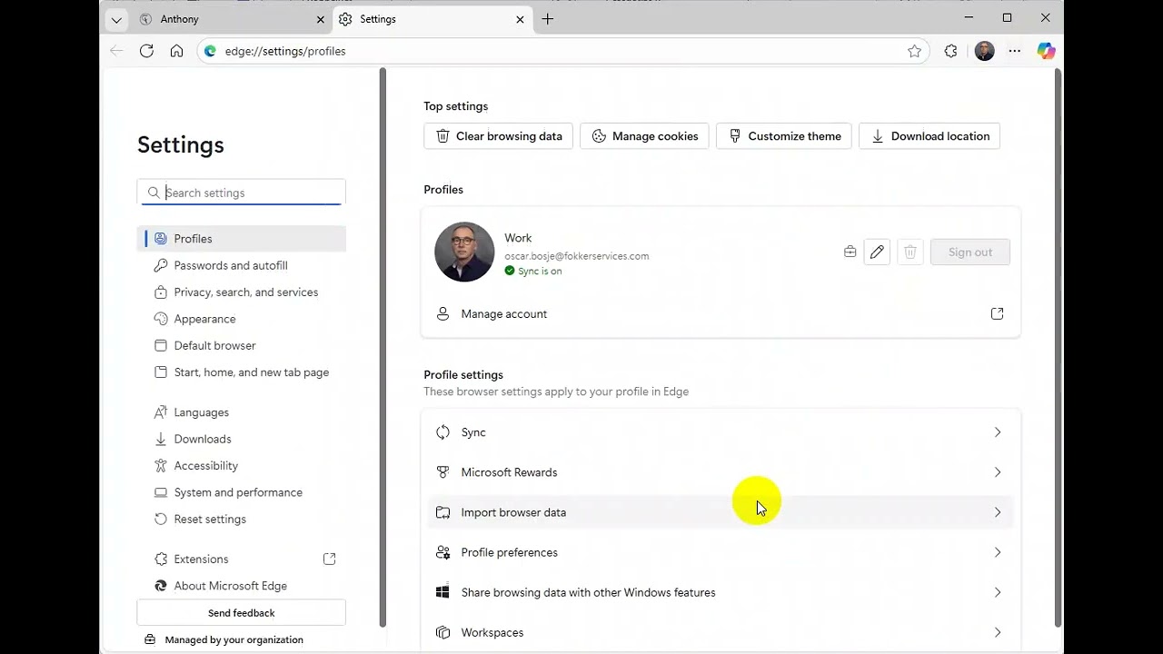 Edge reset settings.