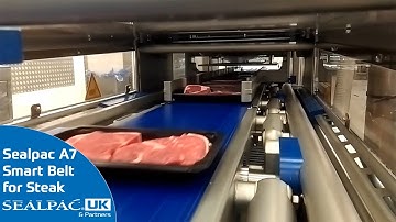 SEALPAC A7 Tray Sealer with Smart Belt Conveyor for Steak | TraySkin Packaging Application