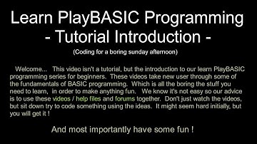 PlayBASIC Tutorial: Learn BASIC Programming Tutorial Introduction