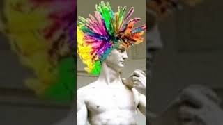 [$5 GIF] Rainbow mohawk statue with mouth sound audio click description for purchase link