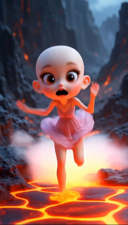 Bald ballerina is walking on lava!#ai #Lava#Baldballerina#Scary#Fire#Burn