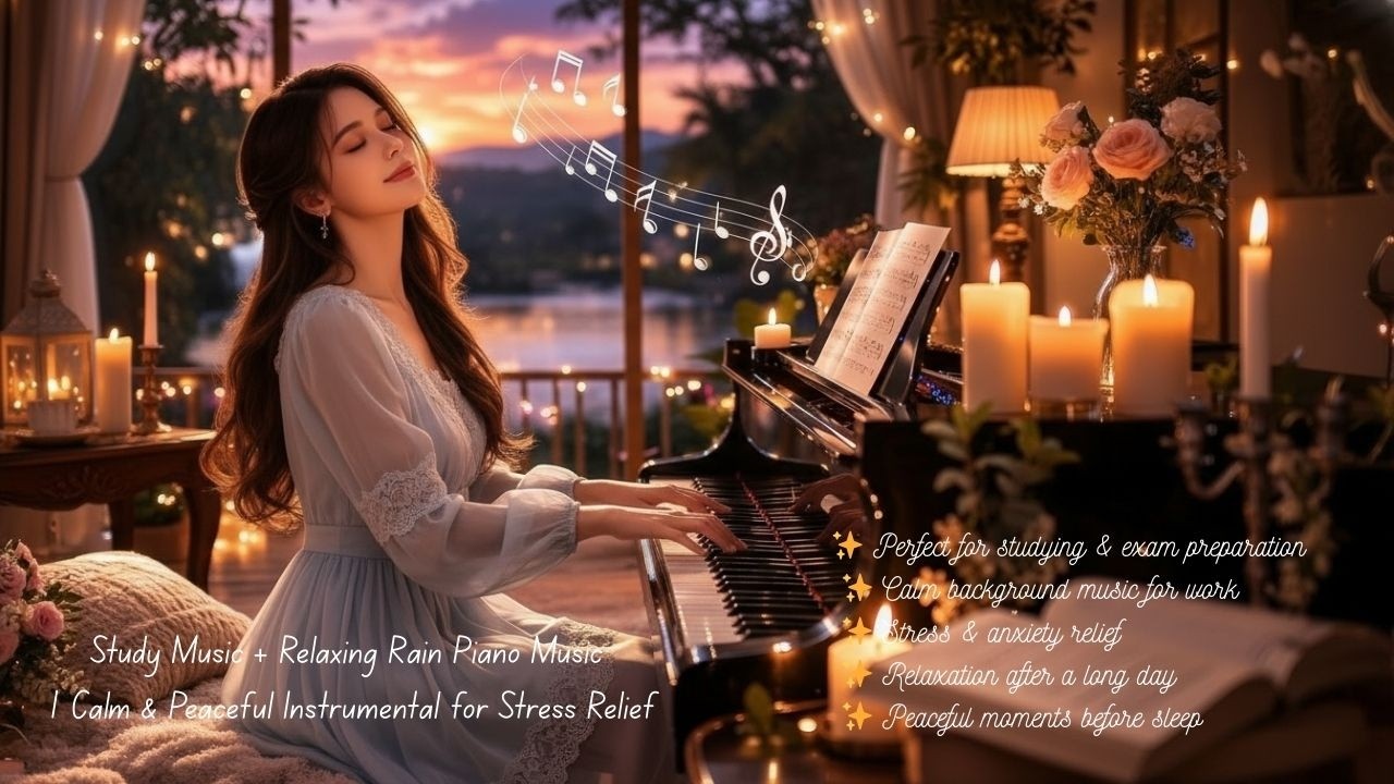 Study Music + Relaxing Rain Piano Music | Calm & Peaceful Instrumental for Stress Relief🌿