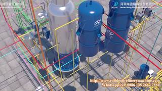 Continuous palm oil refinery plant working process 3D video(physical refining method), part 1