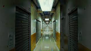 Enter the corridor where rust whispers secrets | a forgotten storage unit corridor with rusty doors,