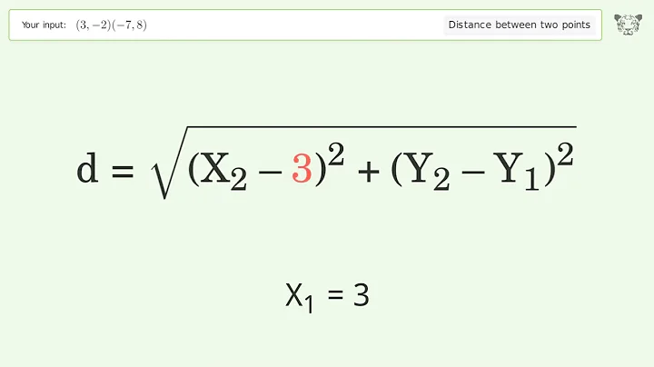 Find the distance between two points p1 (3,-2) and p2 (-7,8): Step-by-Step Video Solution