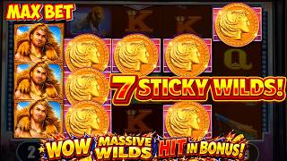 7 STICKY WILDS LAND! INSANE SESSION MASSIVE WIN on Hercules Slot! WMS Classic MAX BET Live Play M
