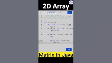 2D Array in Java | Matrix in java | Two dimensional array | #java #shortsvideo #array