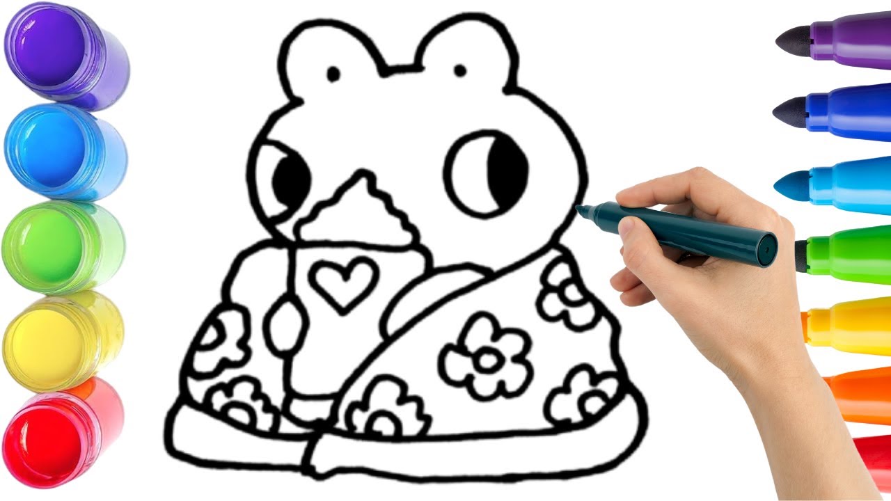 Как нарисовать милую лягушку. Рисование, раскрашивание и живопись для детей и малышей. Детское ис...