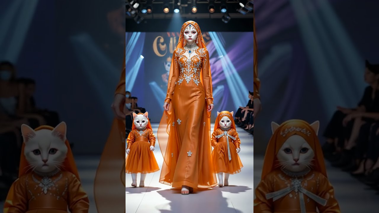 "Crazy Royal Orange Catwalk – This Cat Mom & Kittens Stole The Show! 🐾🧡"