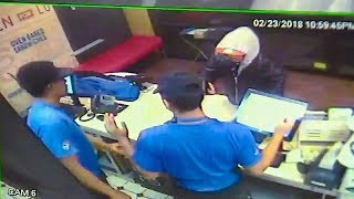 Caught on camera: Domino's workers apprehend armed robbery suspect
