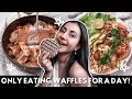 Only eating WAFFLES for a day! Waffleswithleila 🧇 & upper bod, core workout!
