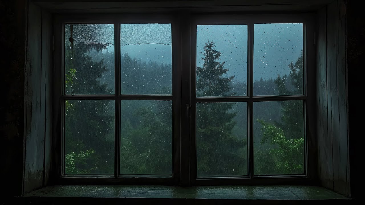 Cozy Window Rain & Thunder | Be Asleep in 10 min | Heavy Rain for Sleep, Study and Relaxation