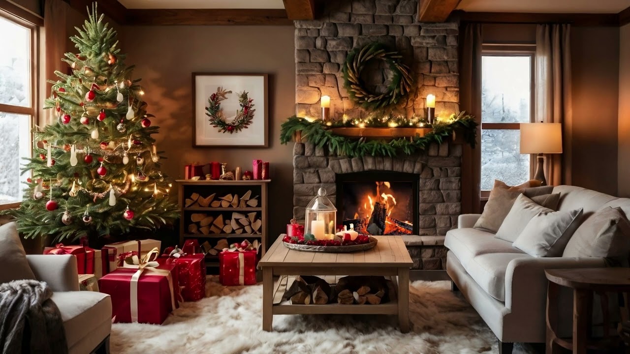 Cozy Living Room with Christmas Tree - Perfect Holiday Background Sound (4H)