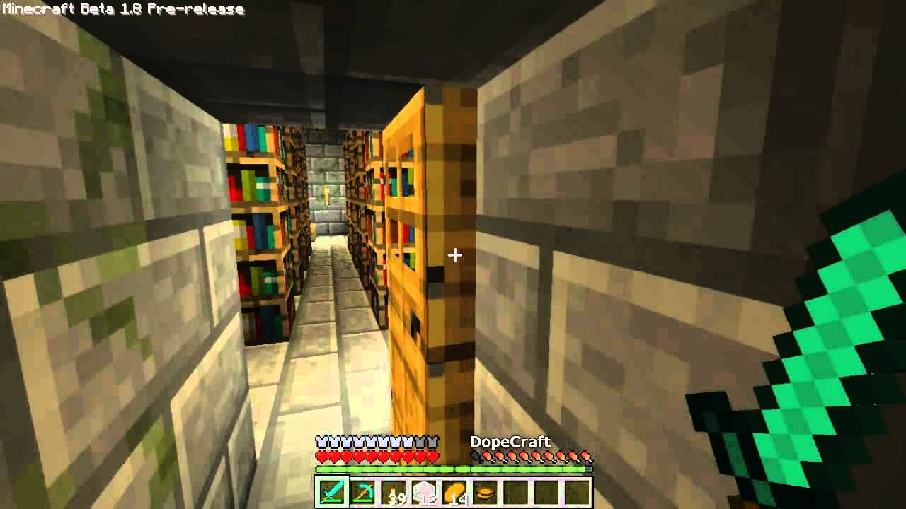 Minecraft 1.8 - Friendly Endermen - Strong Holds - Mine shafts - Library
