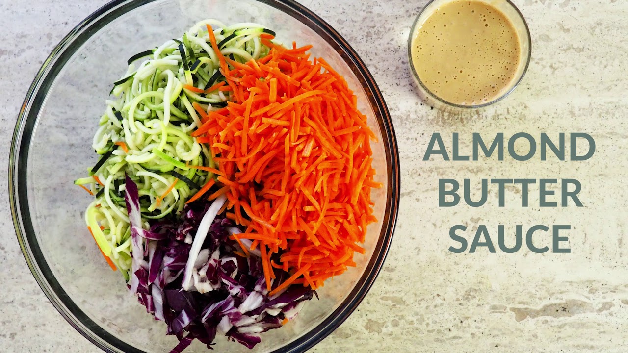 Raw Thai Slaw with Almond Butter Sauce via Wholistic Belly by Rachael