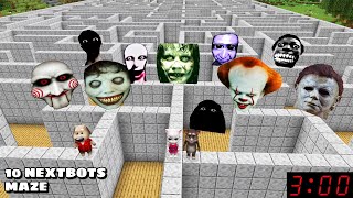 10 NEXTBOTS AND FRIENDS CHASED ME IN MAZE in Minecraft - Gameplay - Coffin Meme