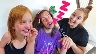 SLEEPiNG DAD MAKEOVER  Dad Won’t Wakeup so Adley & Mom Helps with morning get ready spa routine