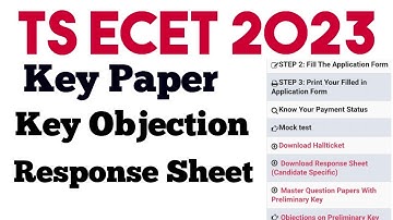 TS ECET 2023 KEY PAPER, RESPONSE SHEET AND KEY OBJECTIONS UPDATES