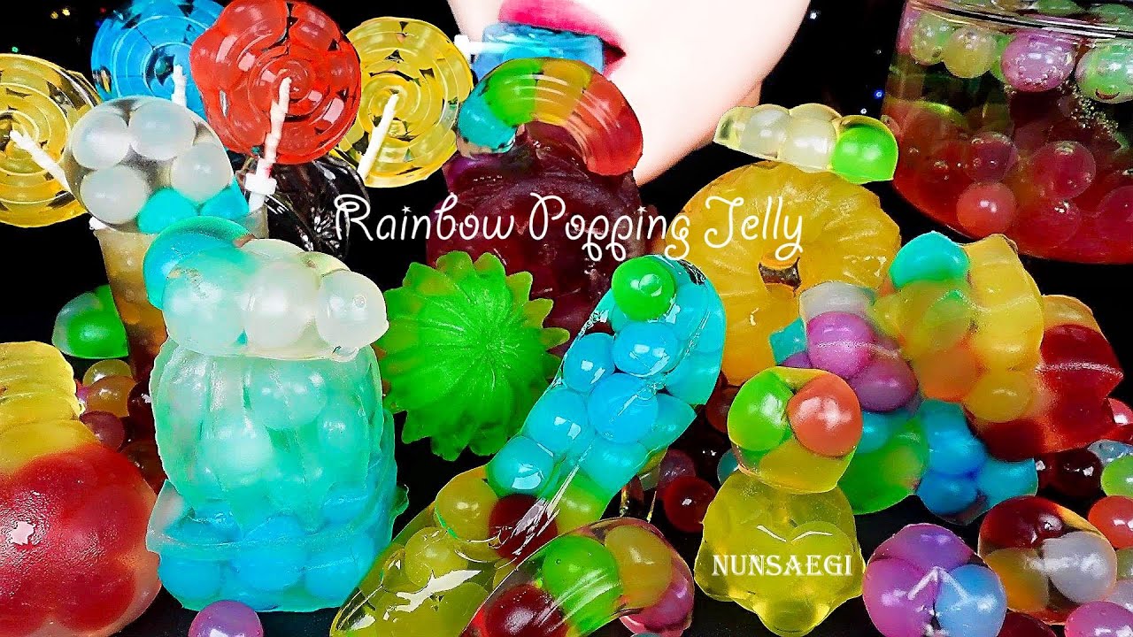 ASMR RAINBOW DESSERTS HOMEMADE POPPING JELLY MUKBANG 직접만든 무지개 팝핑젤리 먹방 /Shorts Nunsaegi 쇼츠