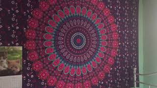 HomeFairy Purple Peacock Mandala Wall Tapestry