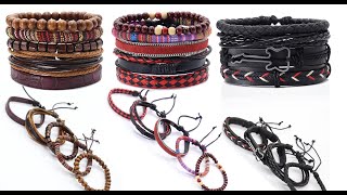 Pulseiras Ajustável de Couro 5 ou 4 unidades : Bracelete Guitarra : Punk Rock Vintage Casual Fashion