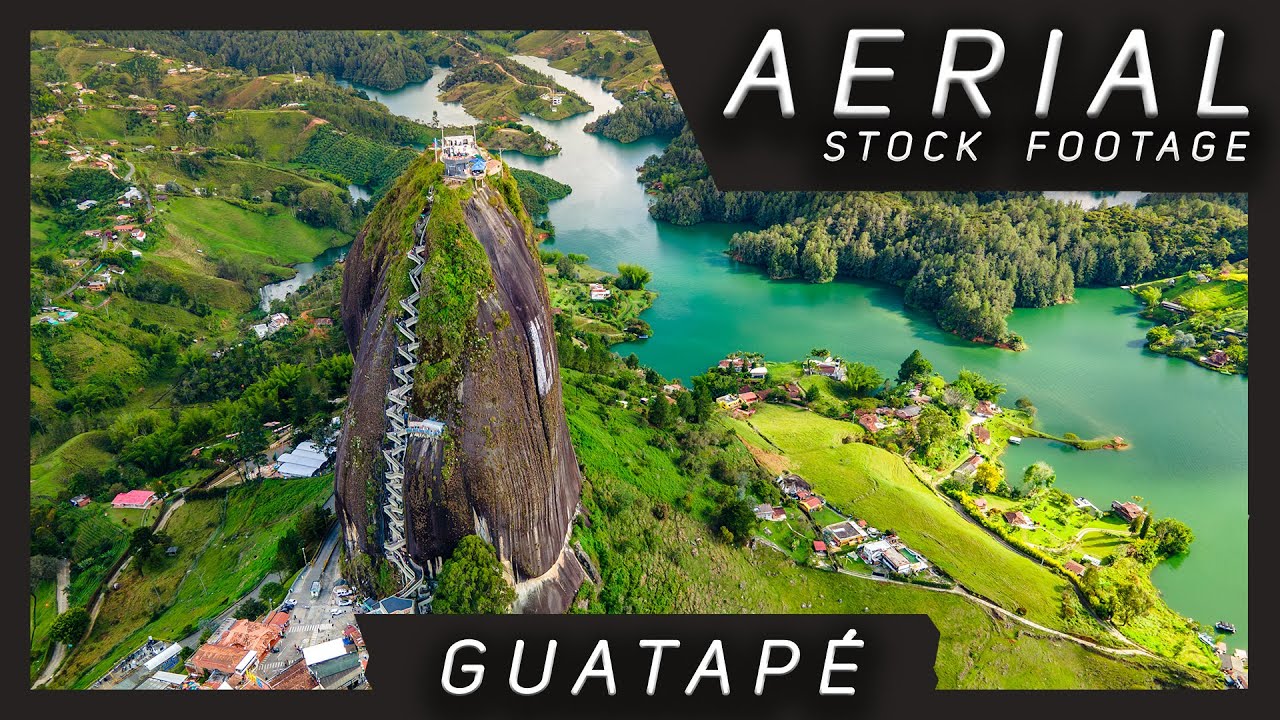 Guatapé & El Peñol Rock 🇨🇴 | 4K Aerial Drone Stock Footage