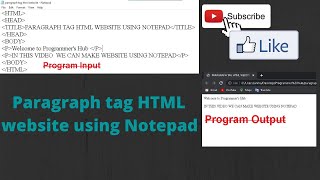How To Make Simple HTML website using Notepad||Paragraph Tag||HINDI||Programmer's Hub