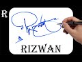 Rizwan name signature design  r signature style  how to signature your name