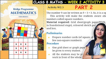 Class 8 Maths Bridge Program Course | Activity 2 (Part 2) for Week 3 | 8th Class NCERT New Math Book