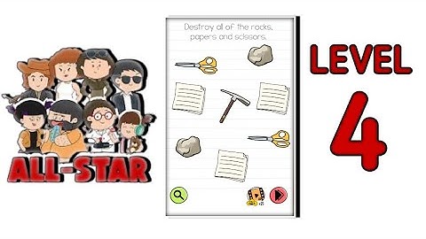 Brain Test All Star Level 4 |Destroyed All Of The Rocks Paper & Scissors| Walkthrough Solutions