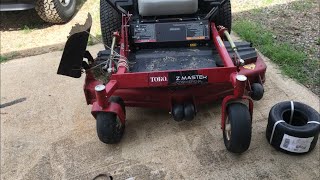 Toro Z master zero turn lawn mower front tire change