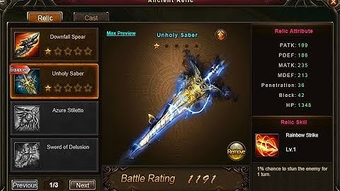 Wartune :- Relic Synthesising and Upgrading