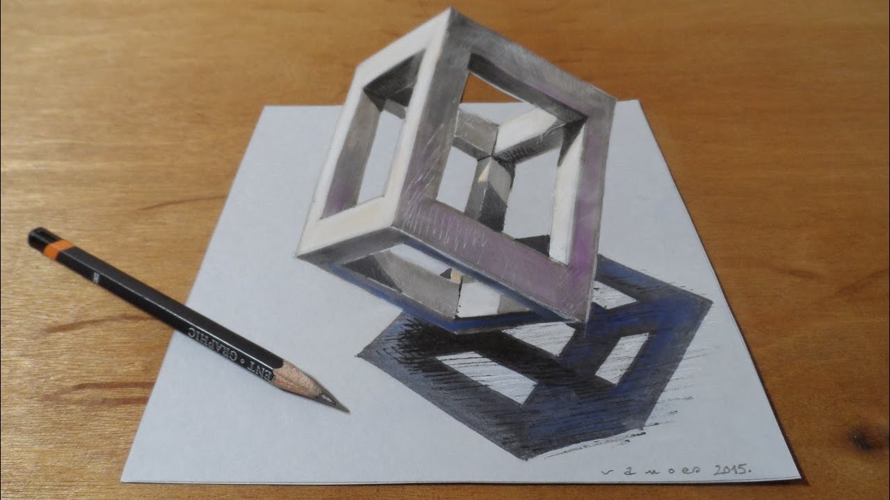 How To Draw A 3d Cube - That Looks Like It's Standing At The Peak ...