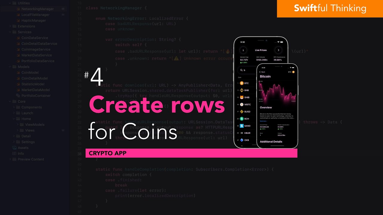 Design a row to display coins in a List | SwiftUI Crypto App #4