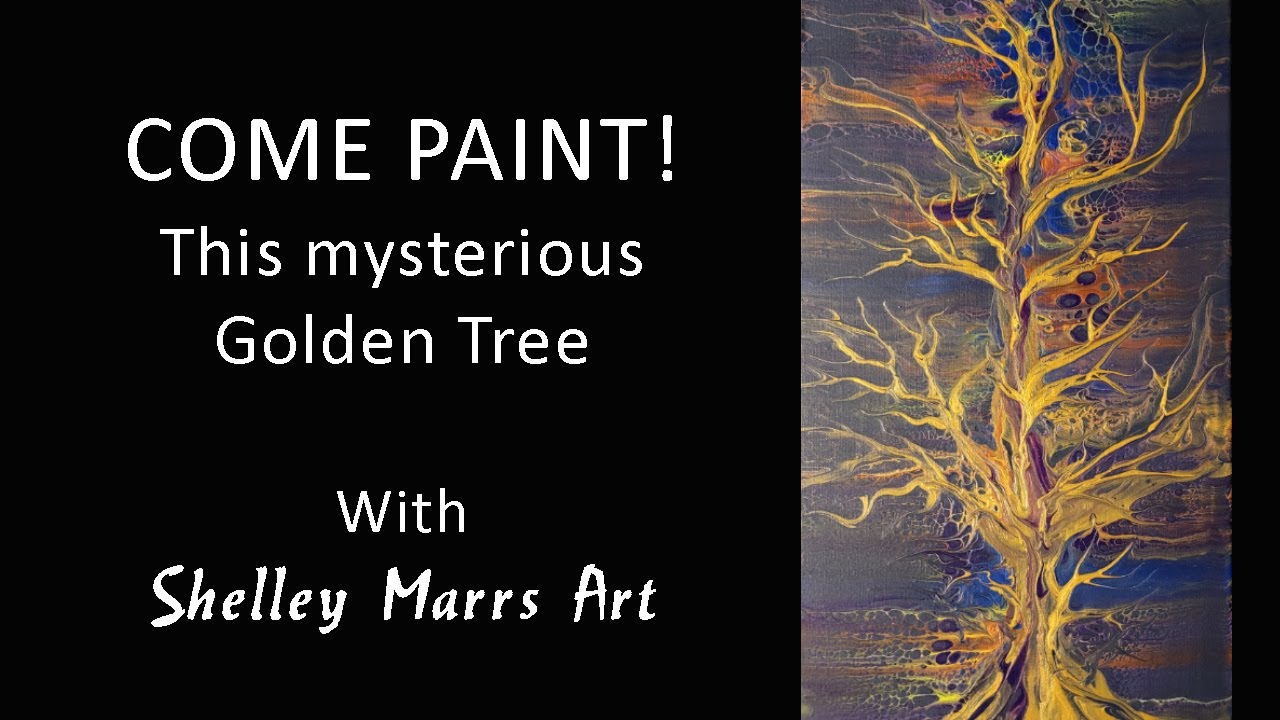 Mysterious Golden Tree Painting Abstract Art Painting Tutorial