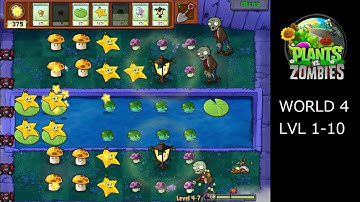 Plants vs Zombies - World 4, all levels