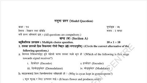 Latest Science Grid,Model Questions for SEE 2080 .....by CDC