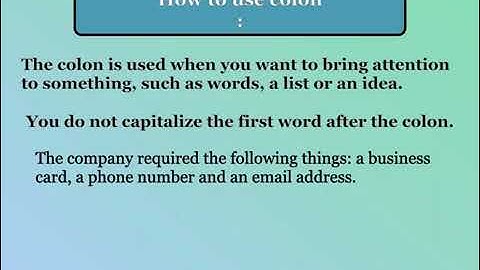 Punctuation marks: Comma, Colon, Semicolon