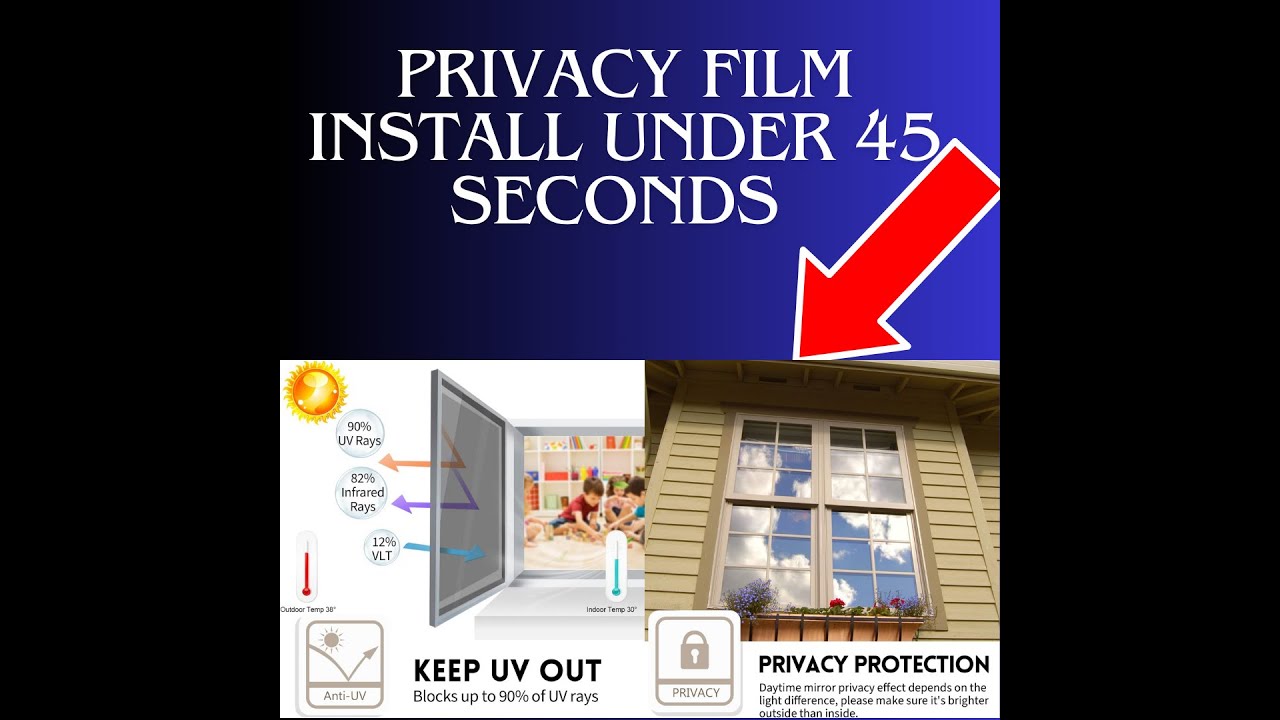 Easy simple install of uv heat protective privacy film for doors