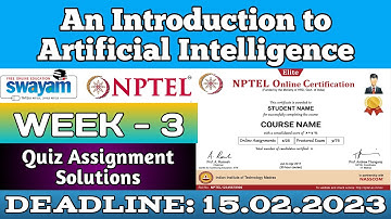An Introduction to Artificial Intelligence NPTEL Assignment 3 Answers 2023 || NPTEL ANSWERS