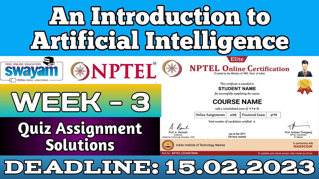 introduction to artificial intelligence nptel assignment answers week 3